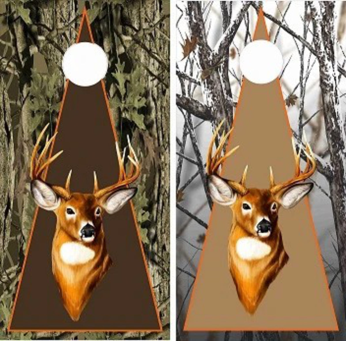 Trophy Deer Buck With Triangle Camo Style Background Cornhole Wraps