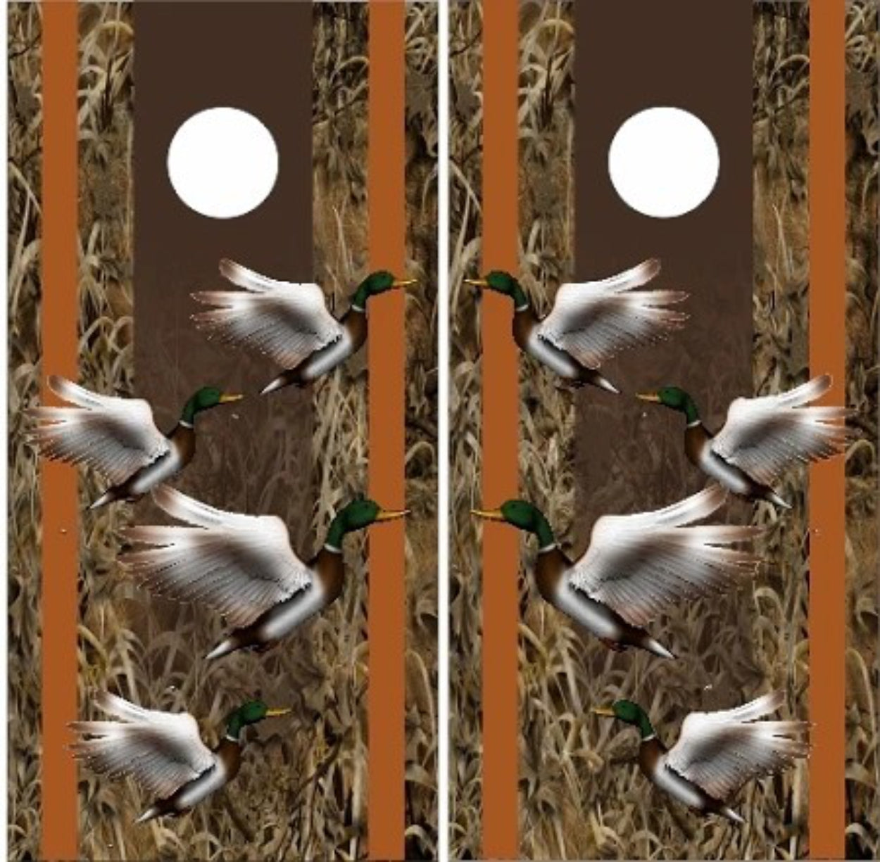 Ducks with Camo Stripes Background Cornhole Wraps