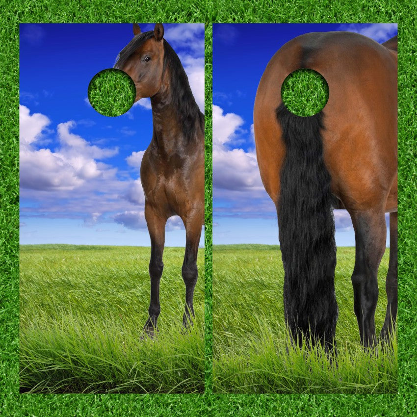 Funny Horse Mouth & Butt Cornhole Wraps