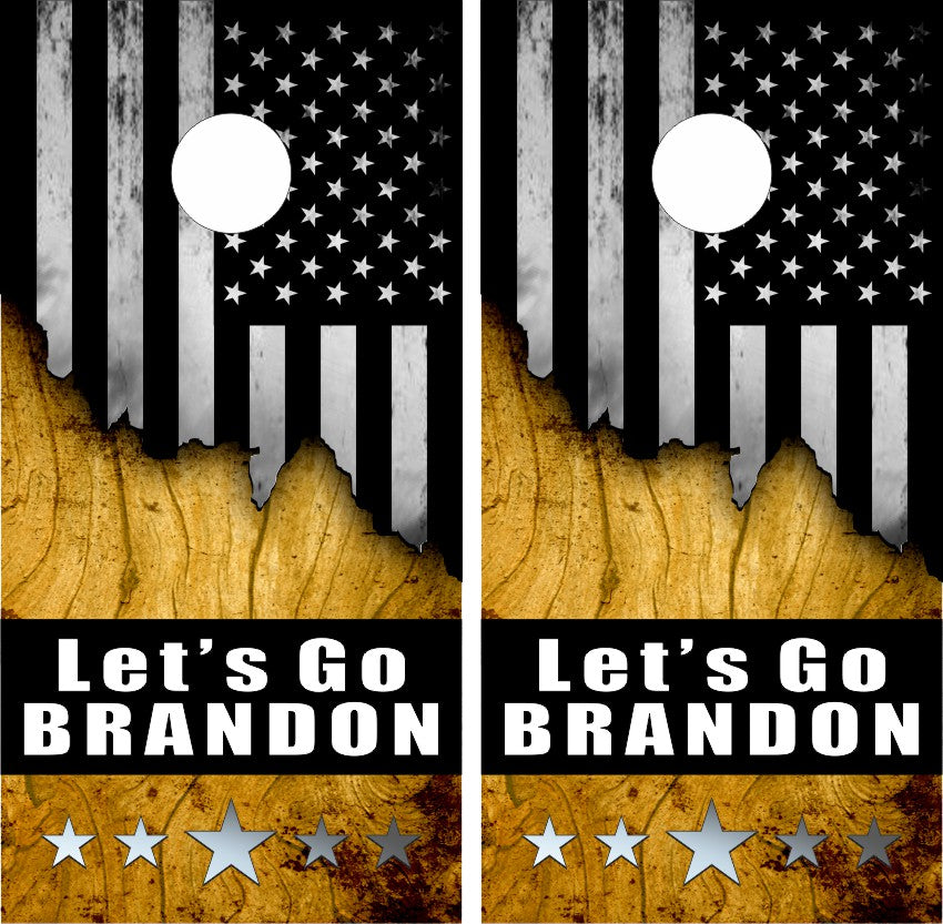 Patriotic Freedom Distressed American Flag and Ripped Wood Cornhole Board Vinyl Wraps Set