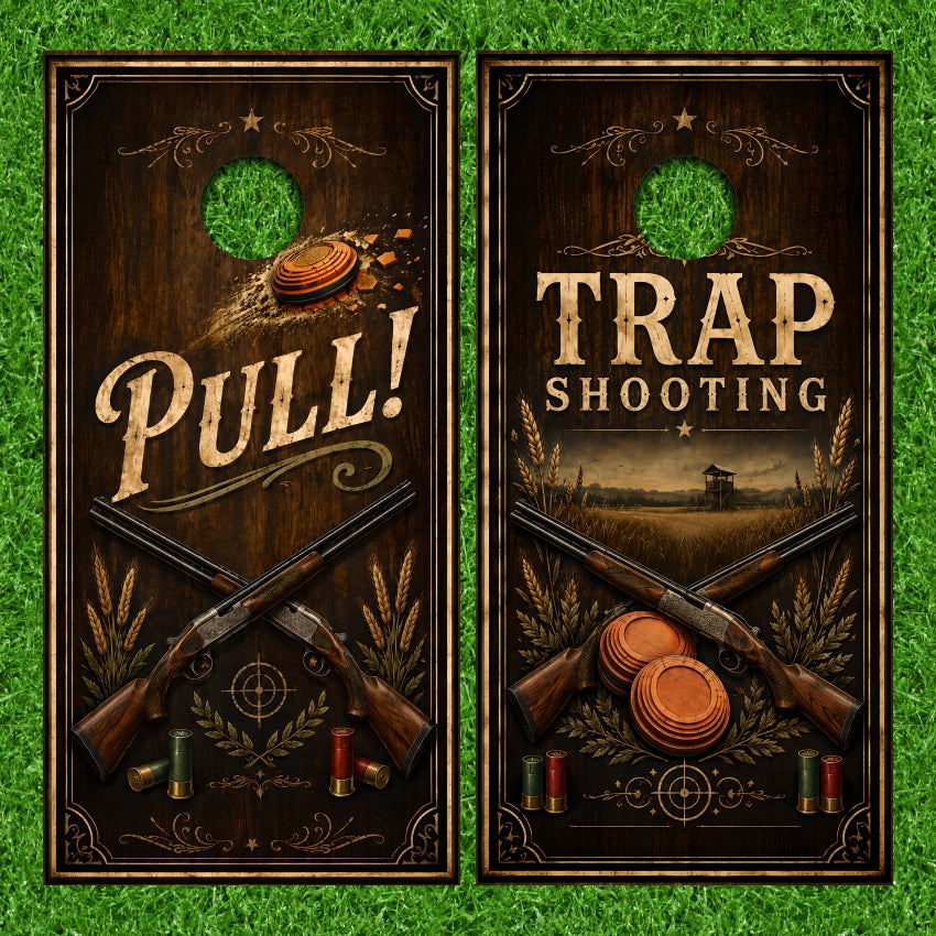 Rustic Weathered Wood Outdoorsman Hunting Cornhole Wraps