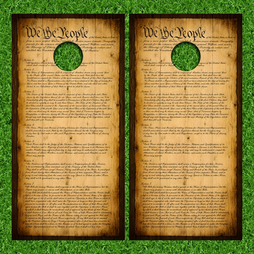 US Constitution We The People Patriotic American Liberty Cornhole Board Vinyl Wraps Set